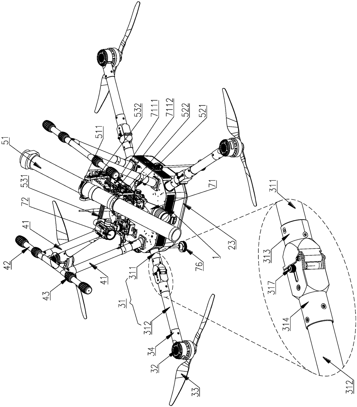 Compact fire-fighting unmanned aerial vehicle