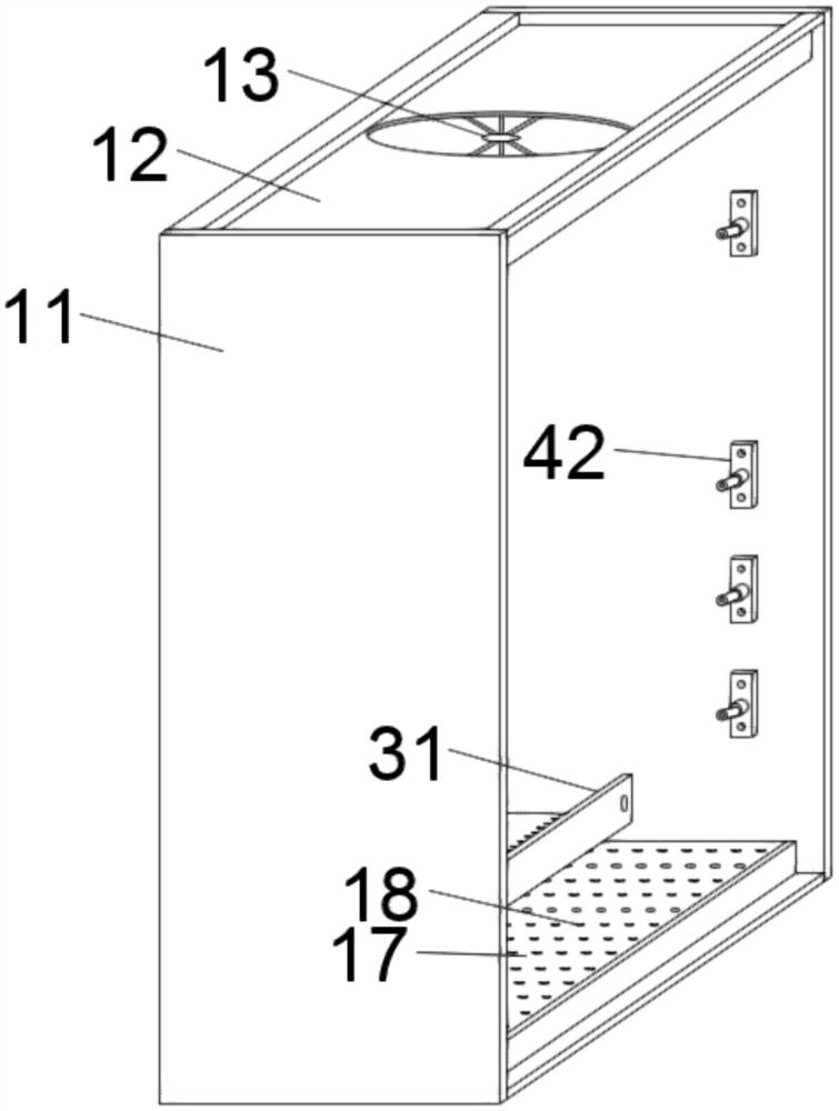 A distribution cabinet with an internal protection device