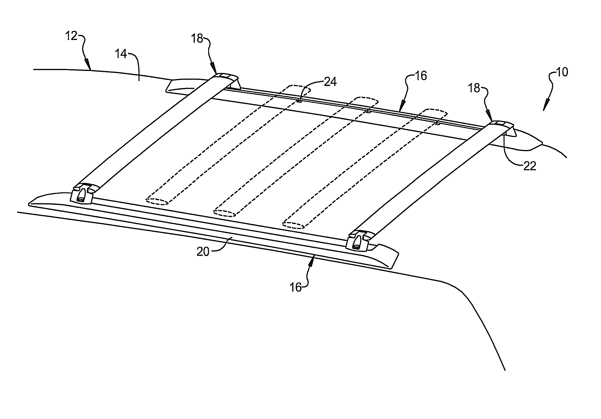 System and method for vehicle article carrier having stowable cross bars