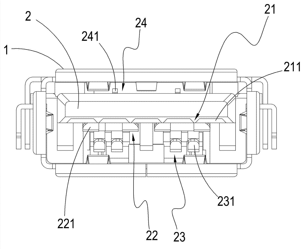 Universal serial bus (USB) female connector with independent power supply