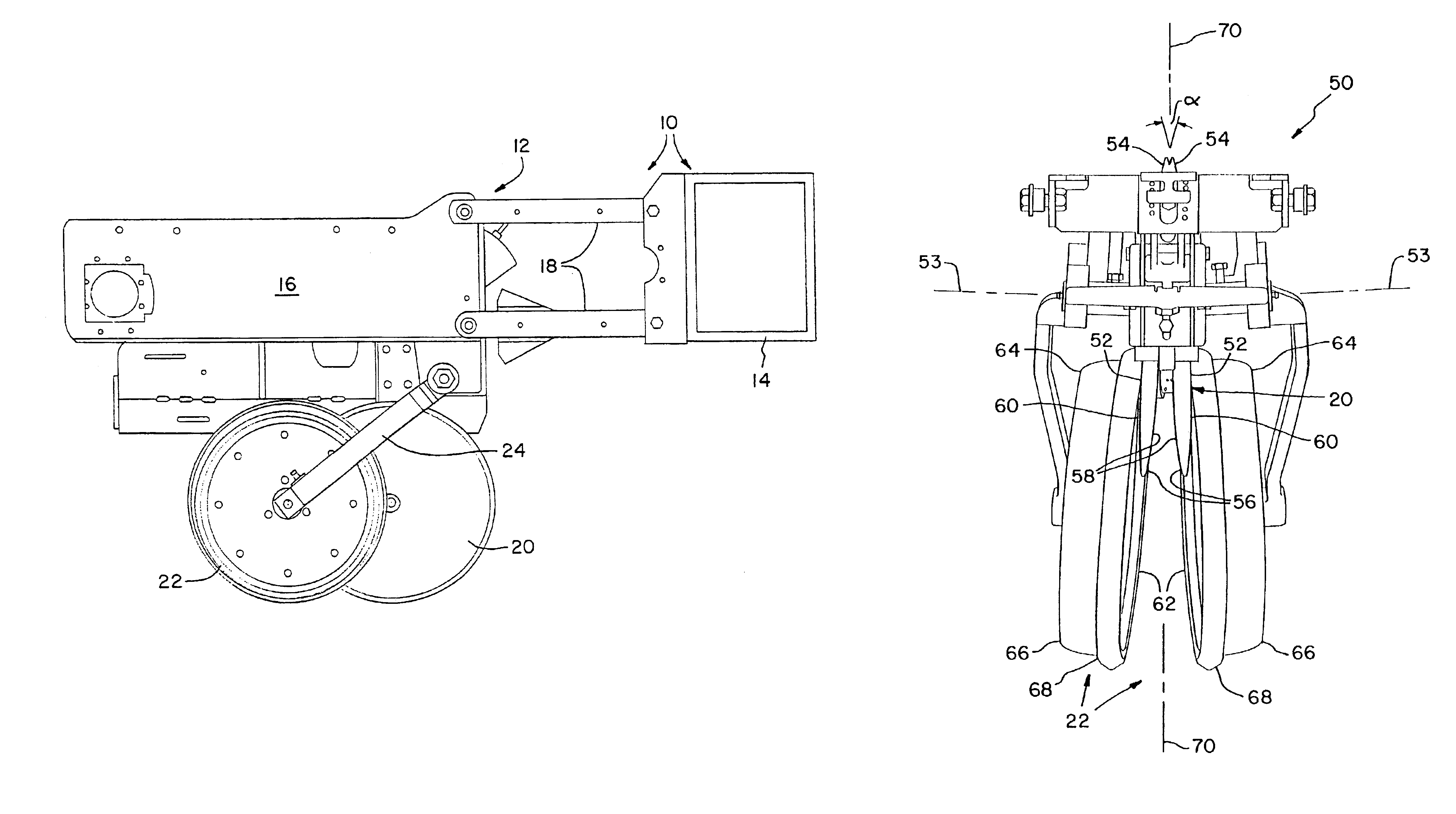 Furrow opener/closer in an agricultural machine