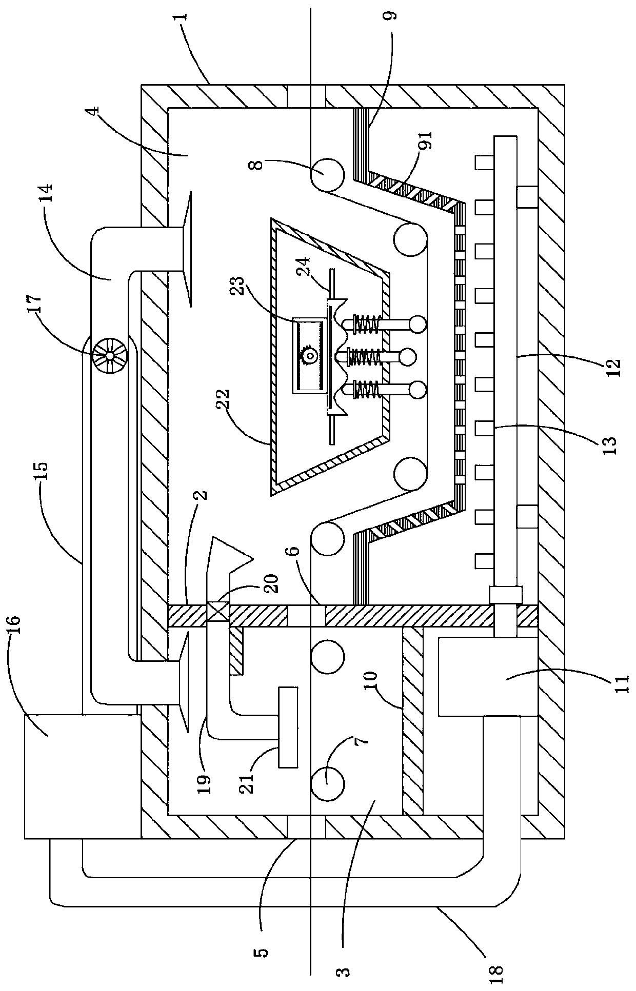 Oscillation type drying system used for non-woven fabric production