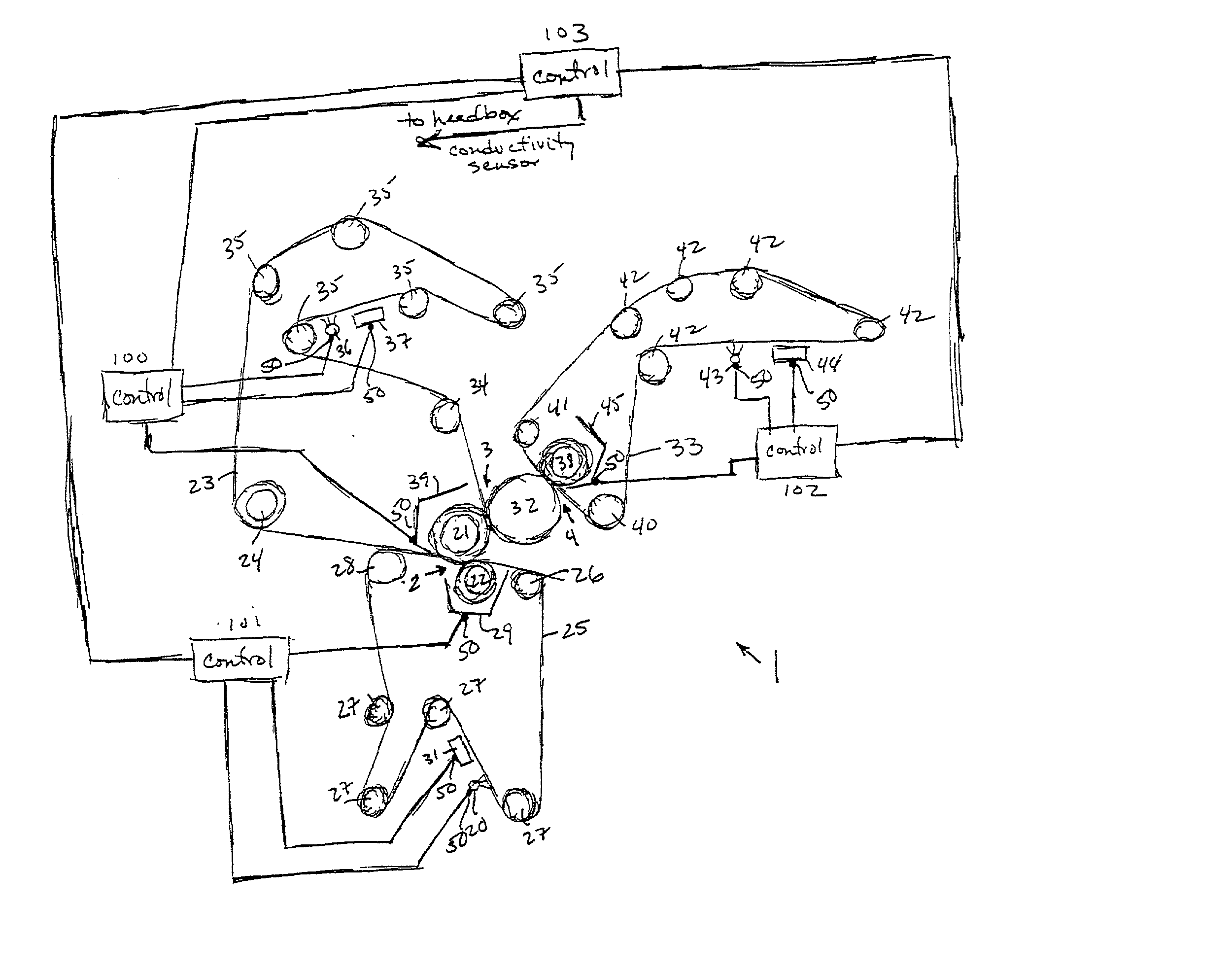 Process and apparatus for monitoring dewatering in a wet section of a paper machine