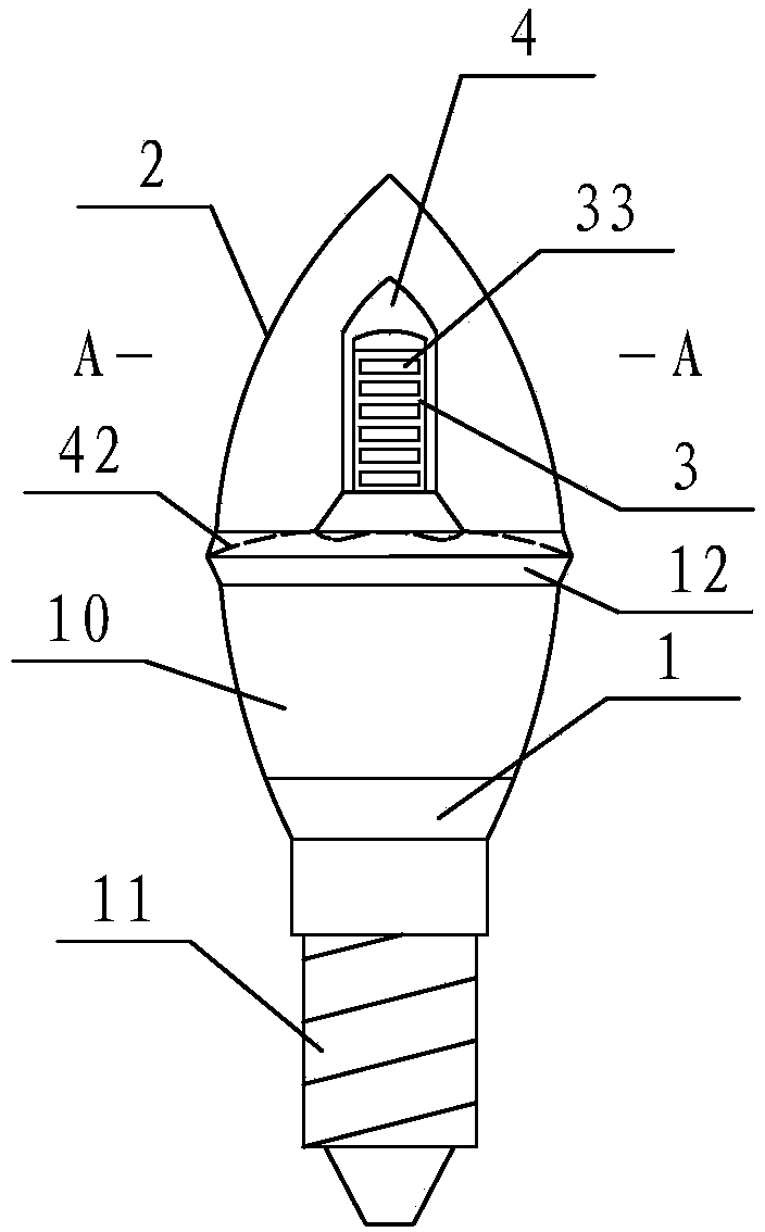 LED bulb with transparent lampshade