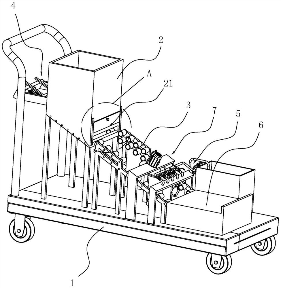 An auxiliary device for tiling tiles on an indoor wall and a tiling process