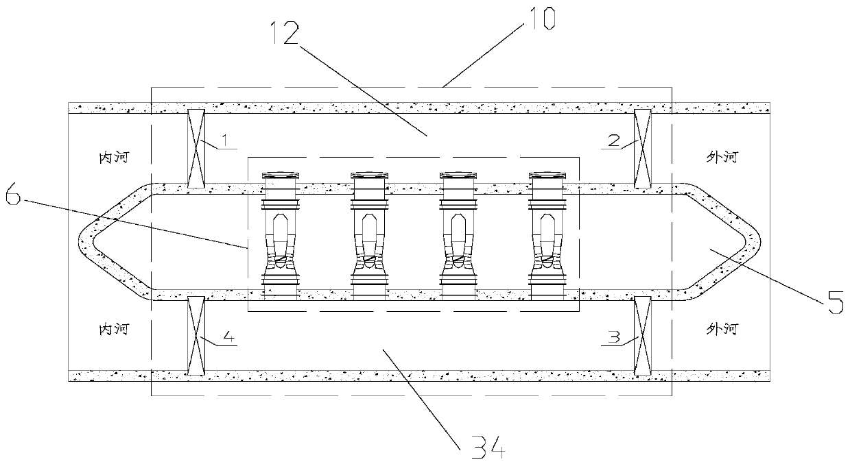 Two-way cross flow pump station using one-way cross flow pump