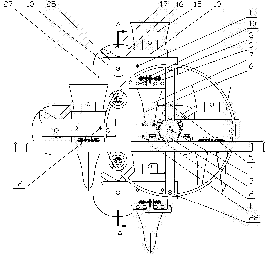 Vegetable pot-seedling planetary gear train planting apparatus