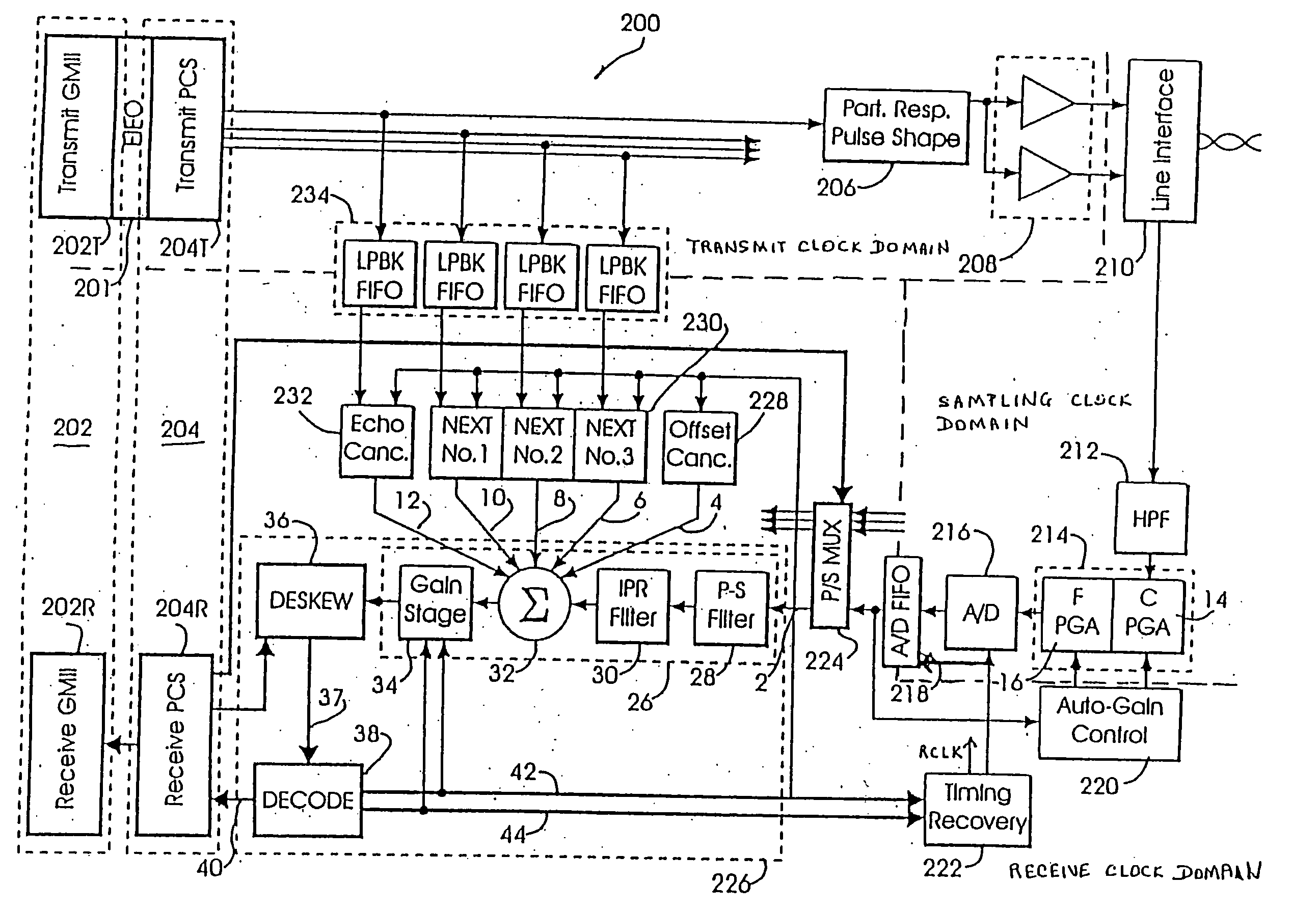 Multi-pair gigabit ethernet transceiver