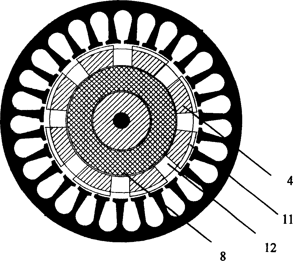 Hybrid-exciting brush-free claw-pole motor