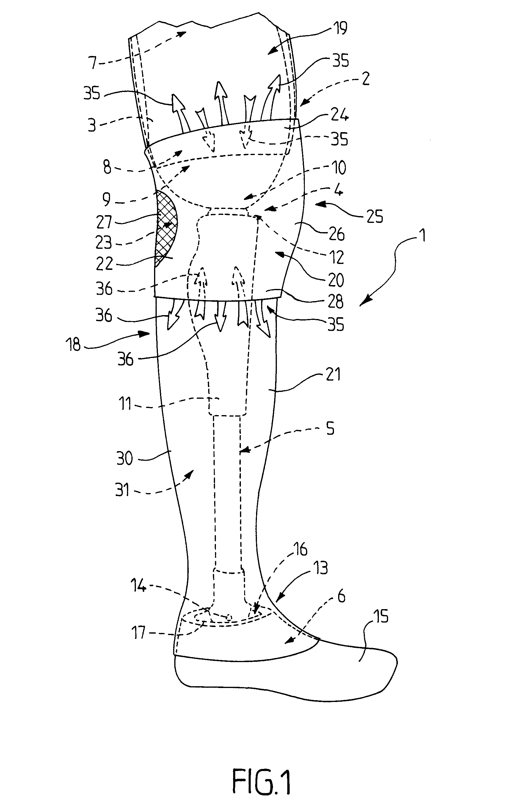 Femoral prosthesis usable in water environment and method for manufacturing such prosthesis