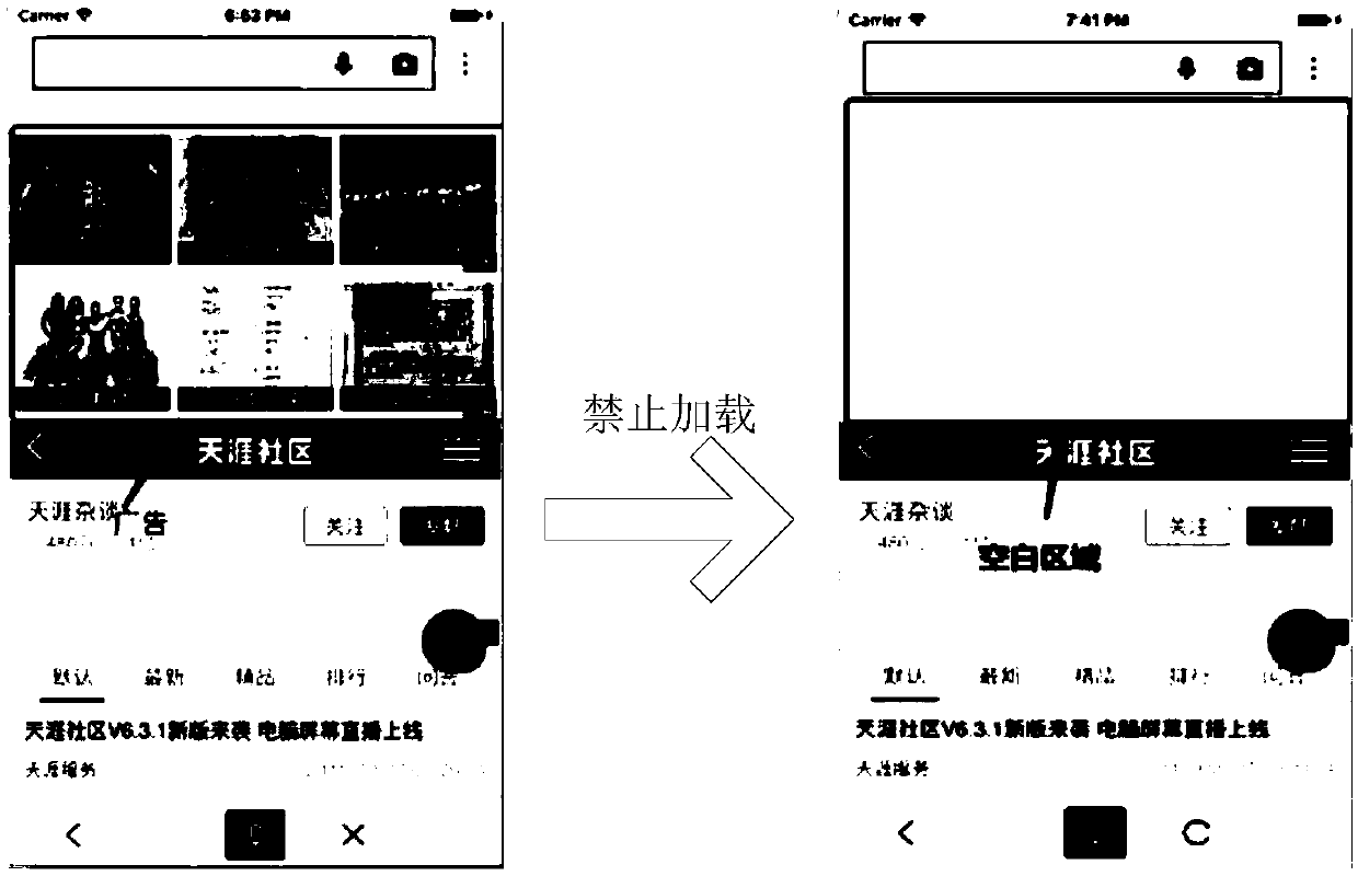 Page loading filtering method and device