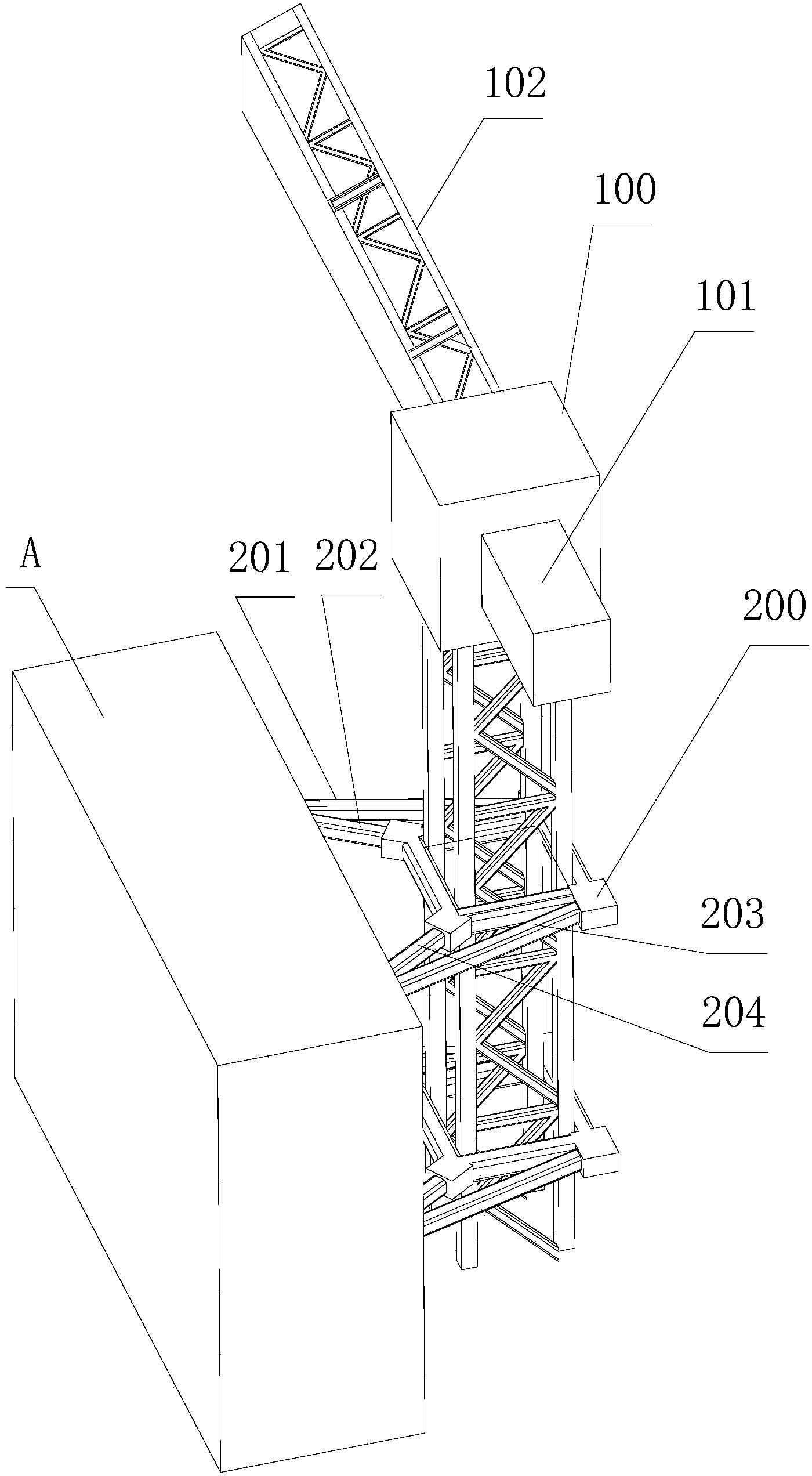 Auxiliary device for disassembling tower crane attachment bracket