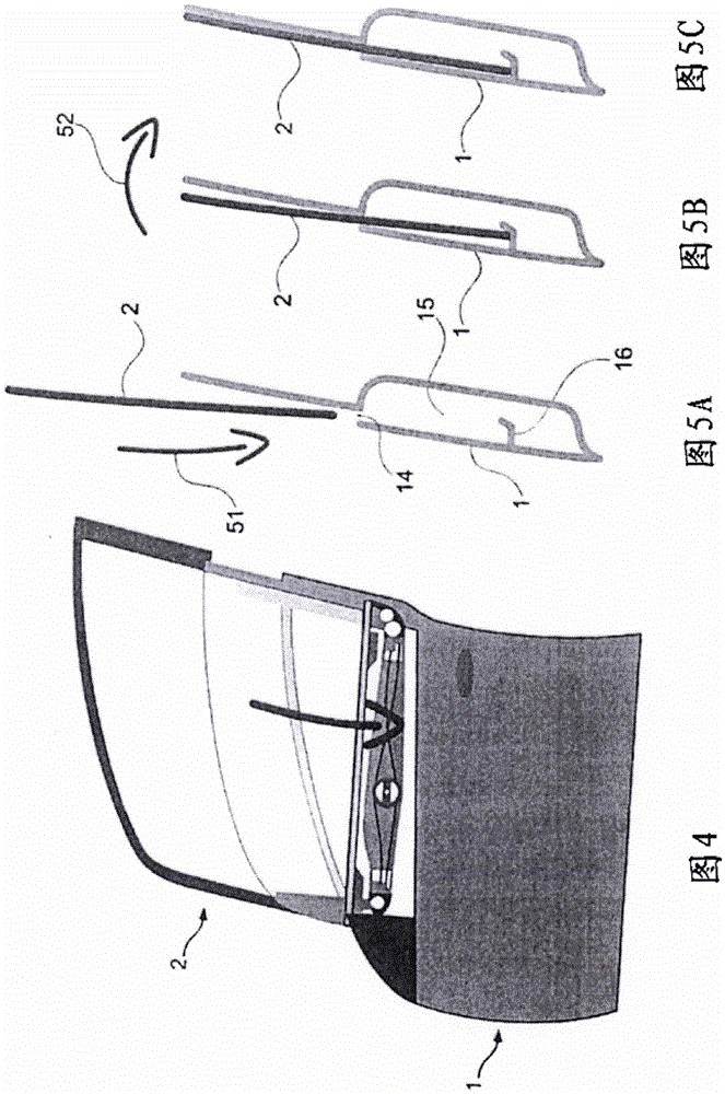 Motor vehicle door, structure component, glass component, manufacturing method and corresponding vehicle