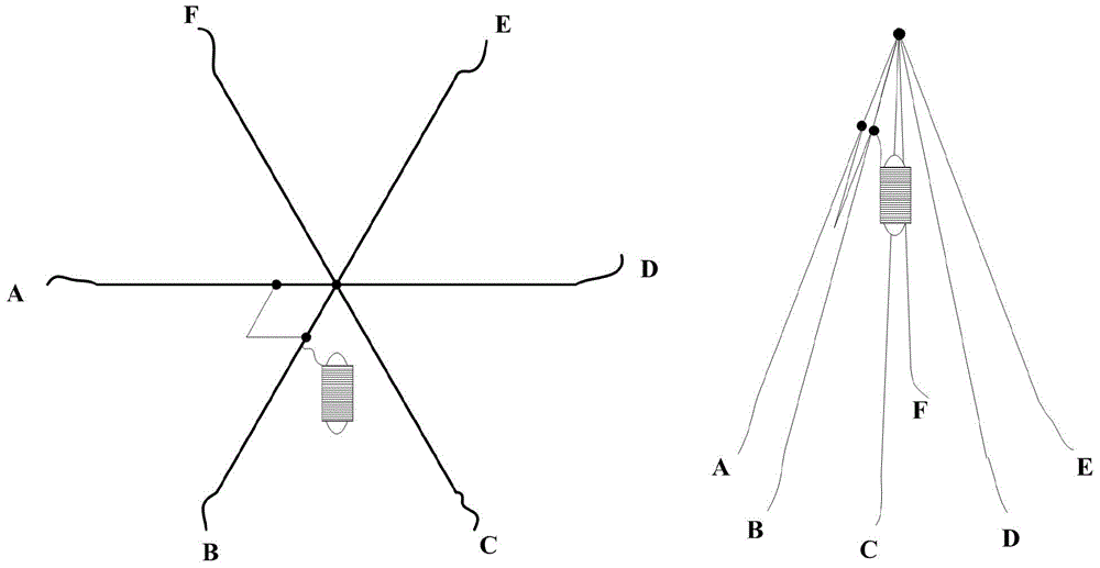 Hexagonal space capturing rope net and knotting method thereof