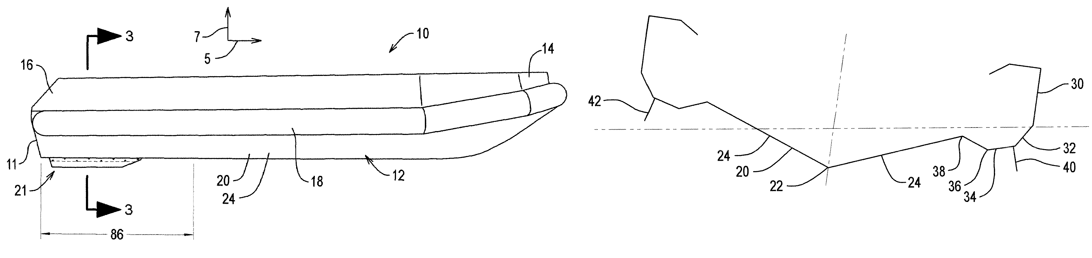 Fin stabilizer to reduce roll for boats in turns method and apparatus