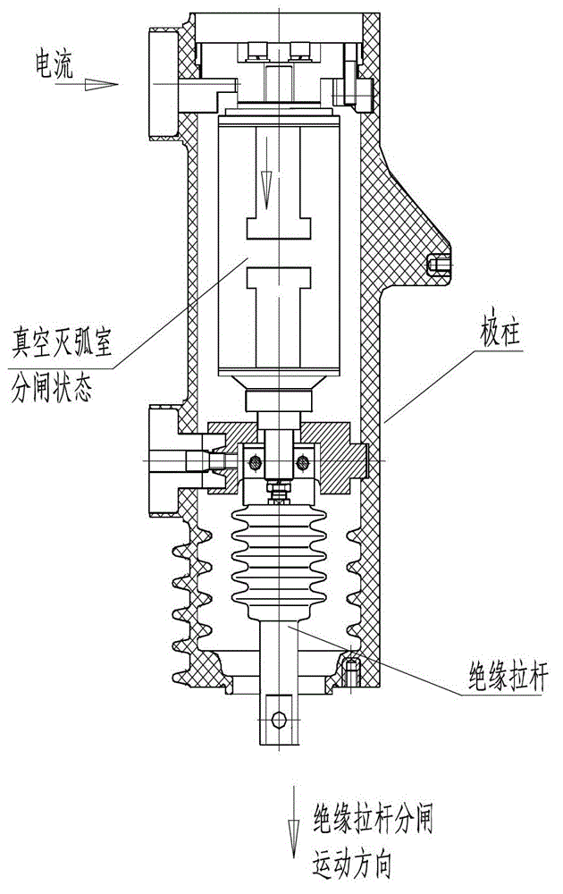 Lumbar-support rotary-type voltage-sharing grounding shielding high-voltage vacuum arc extinguishing chamber solid-sealed polar pole