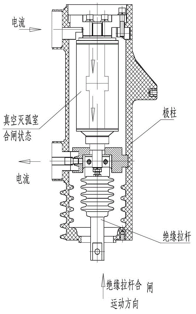 Lumbar-support rotary-type voltage-sharing grounding shielding high-voltage vacuum arc extinguishing chamber solid-sealed polar pole