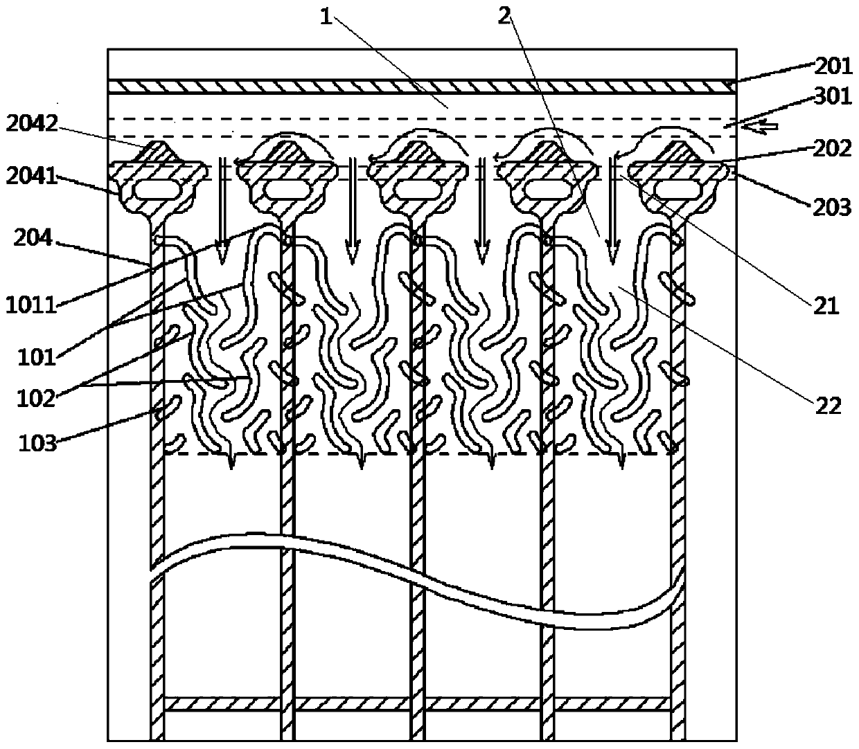 Air column bag and air way for buffer air column