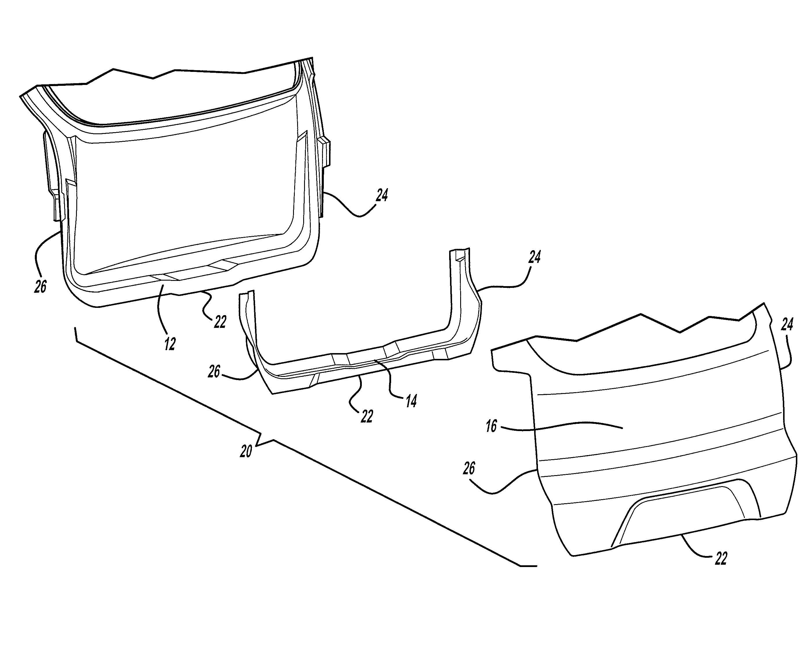 Composite lift gate deformable section