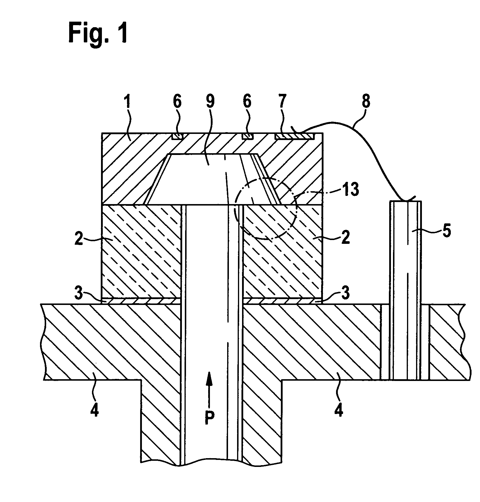 Pressure sensor having a silicon chip on a steel diaphragm