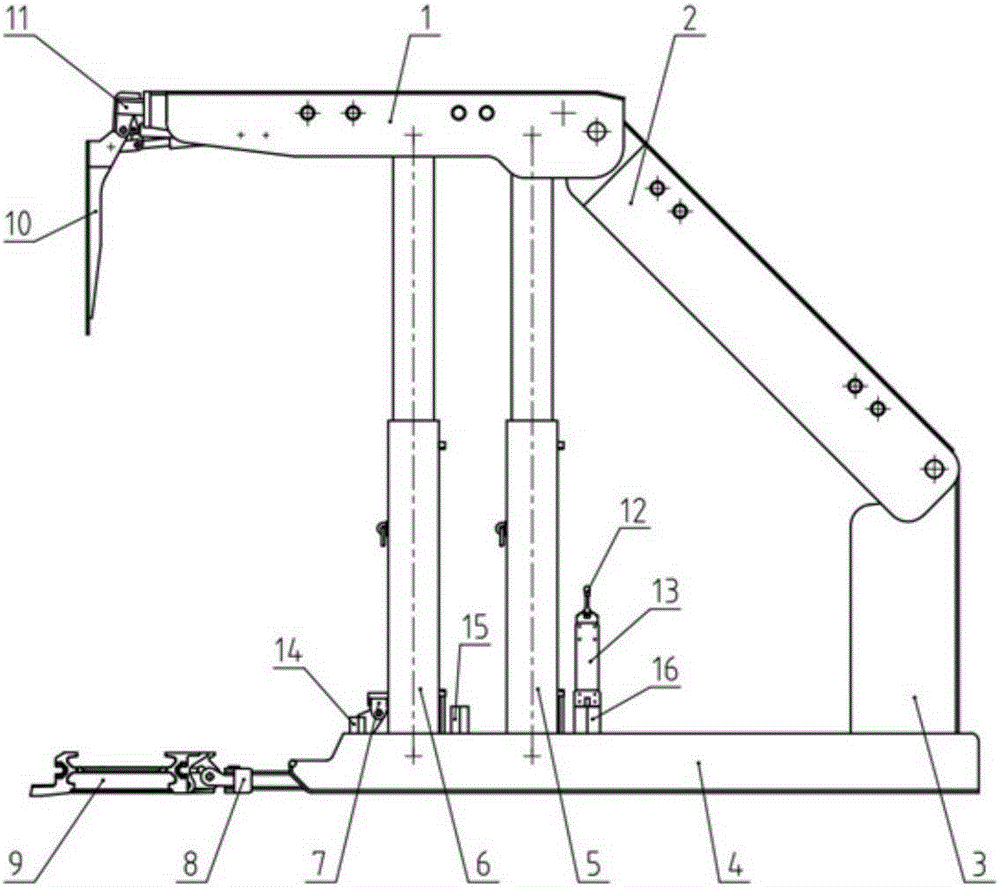 Four-column suspending and rocking hydraulic support