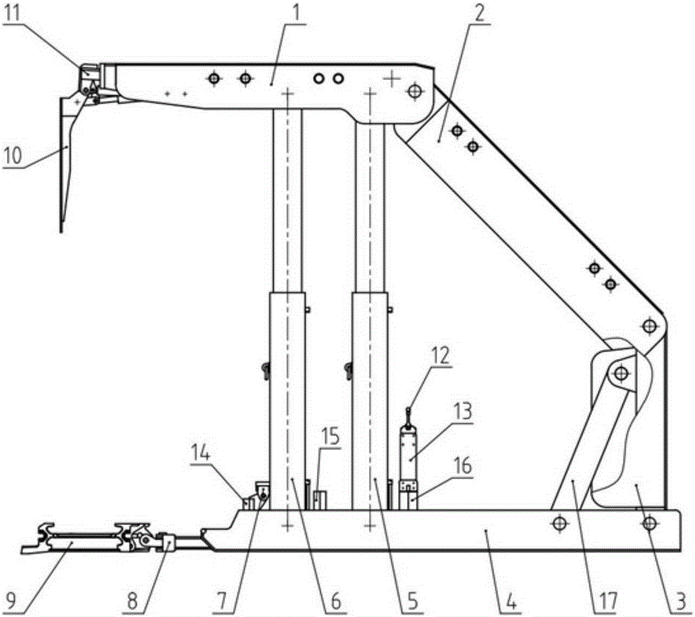 Four-column suspending and rocking hydraulic support