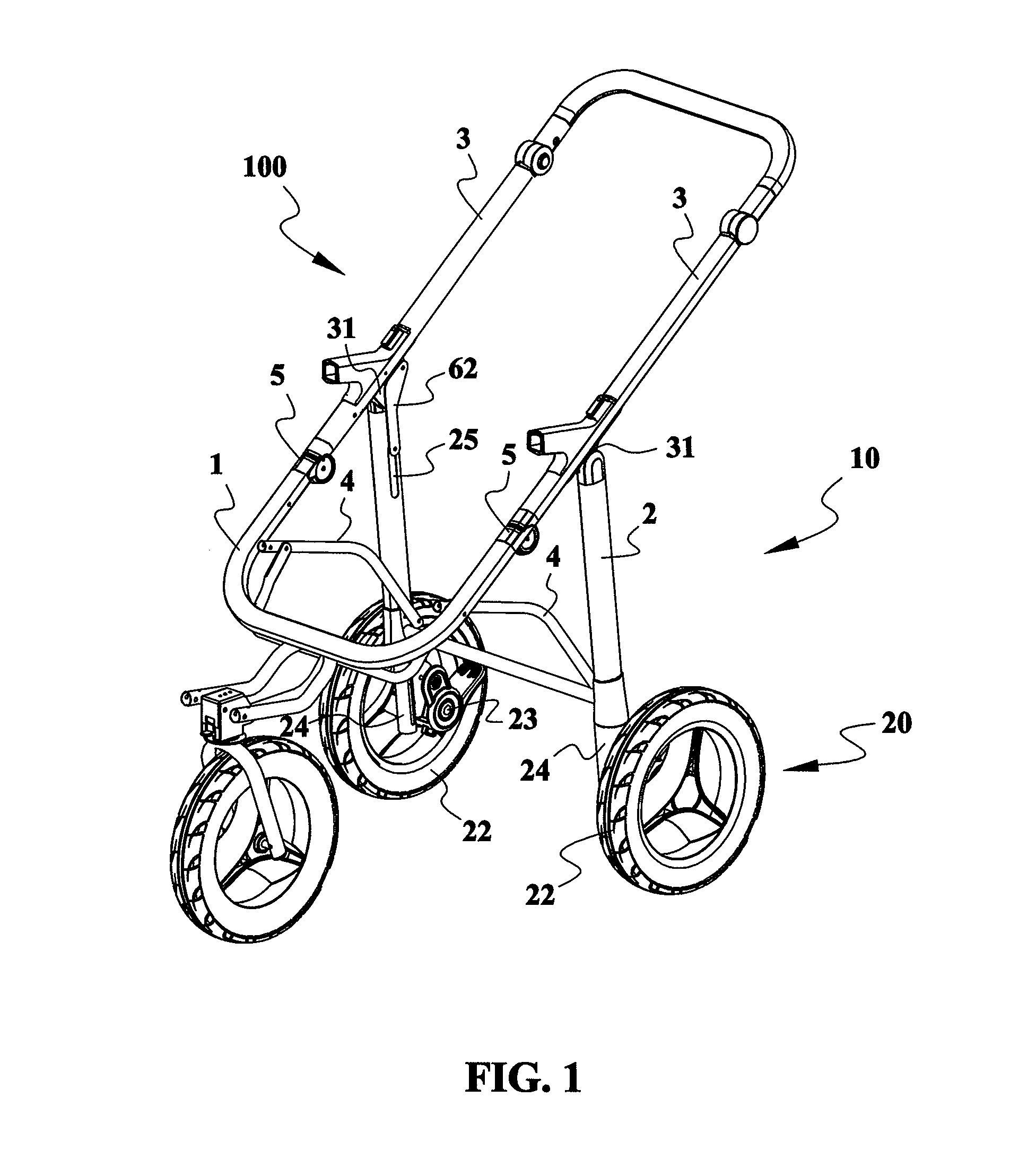 Foldable jogging stroller frame with an auto-swiveling mechanism for rear wheel sets thereof