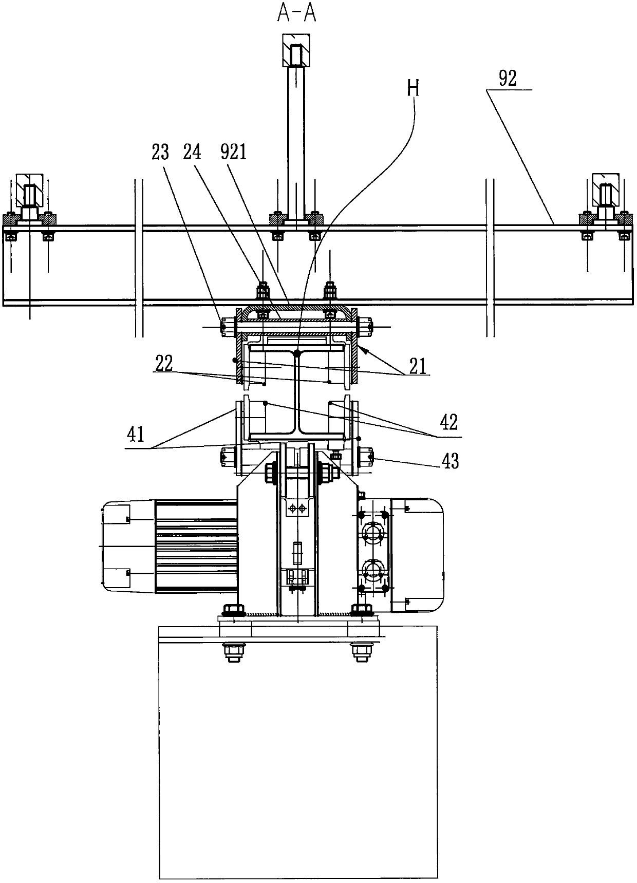 Fixable translation crane for maintenance of equipment in cabin