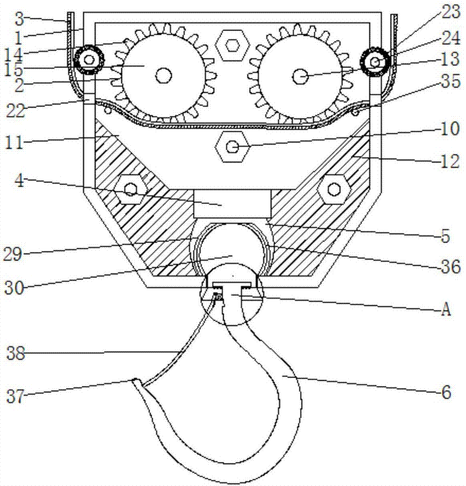 Electric hoist lifting hook device