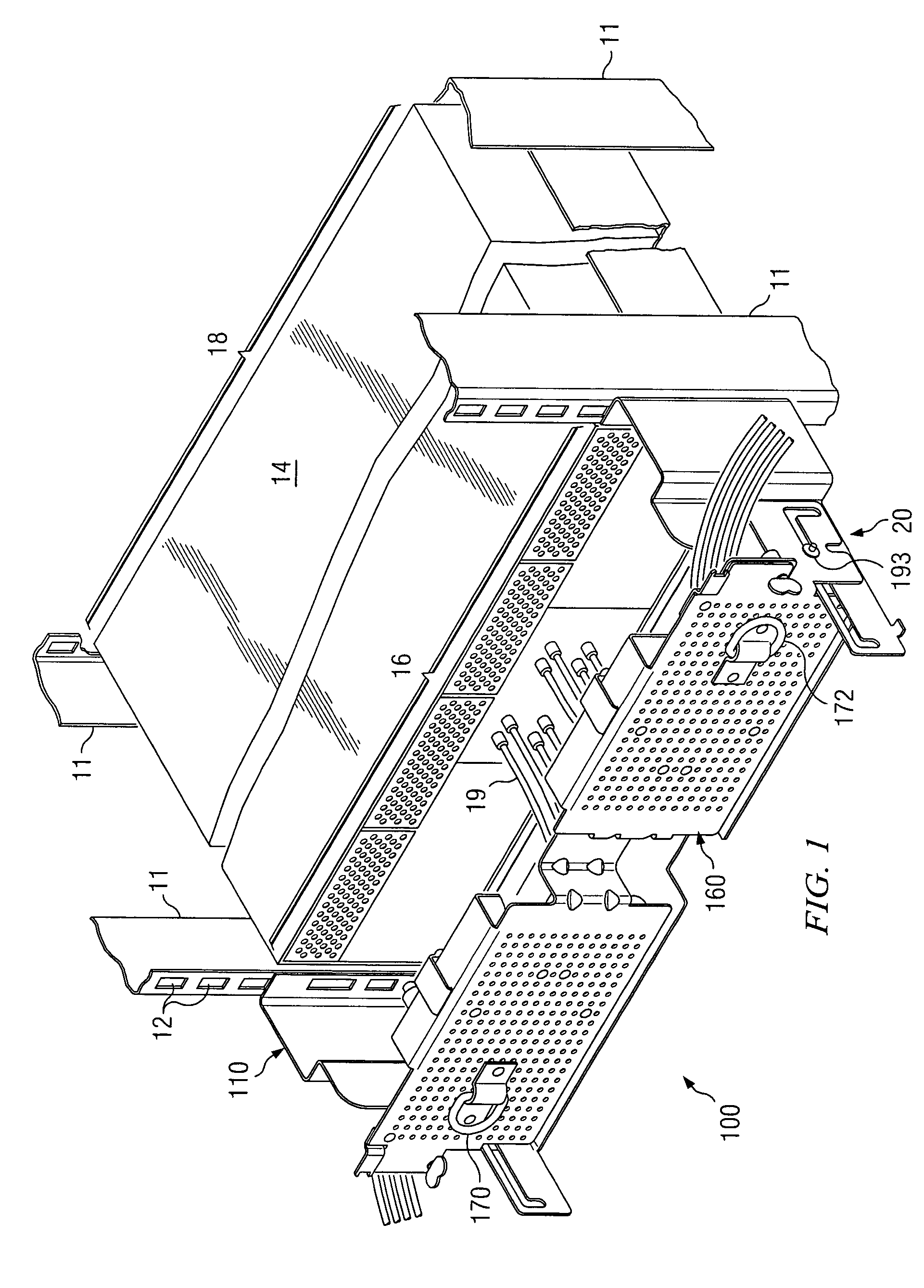 Cable management flip tray assembly