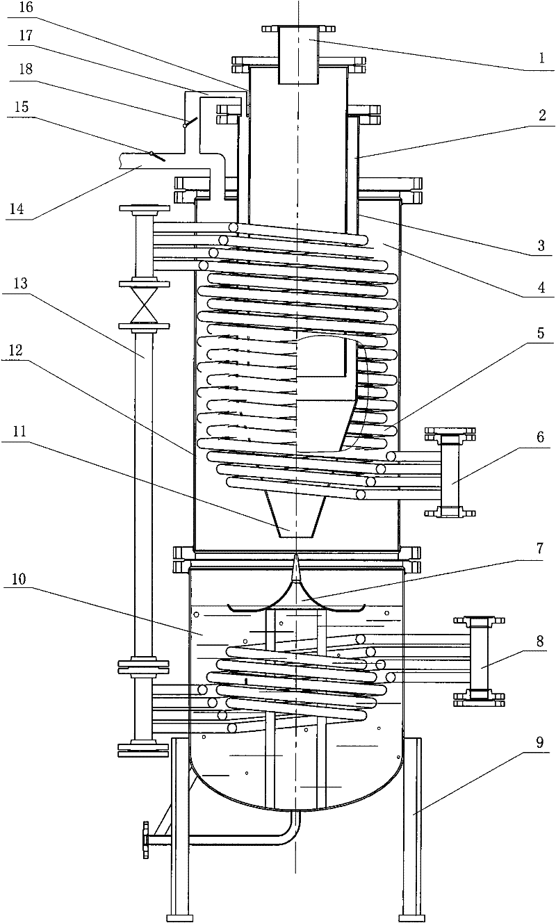 Fume impact water-spinning LNG heating and gasifying device