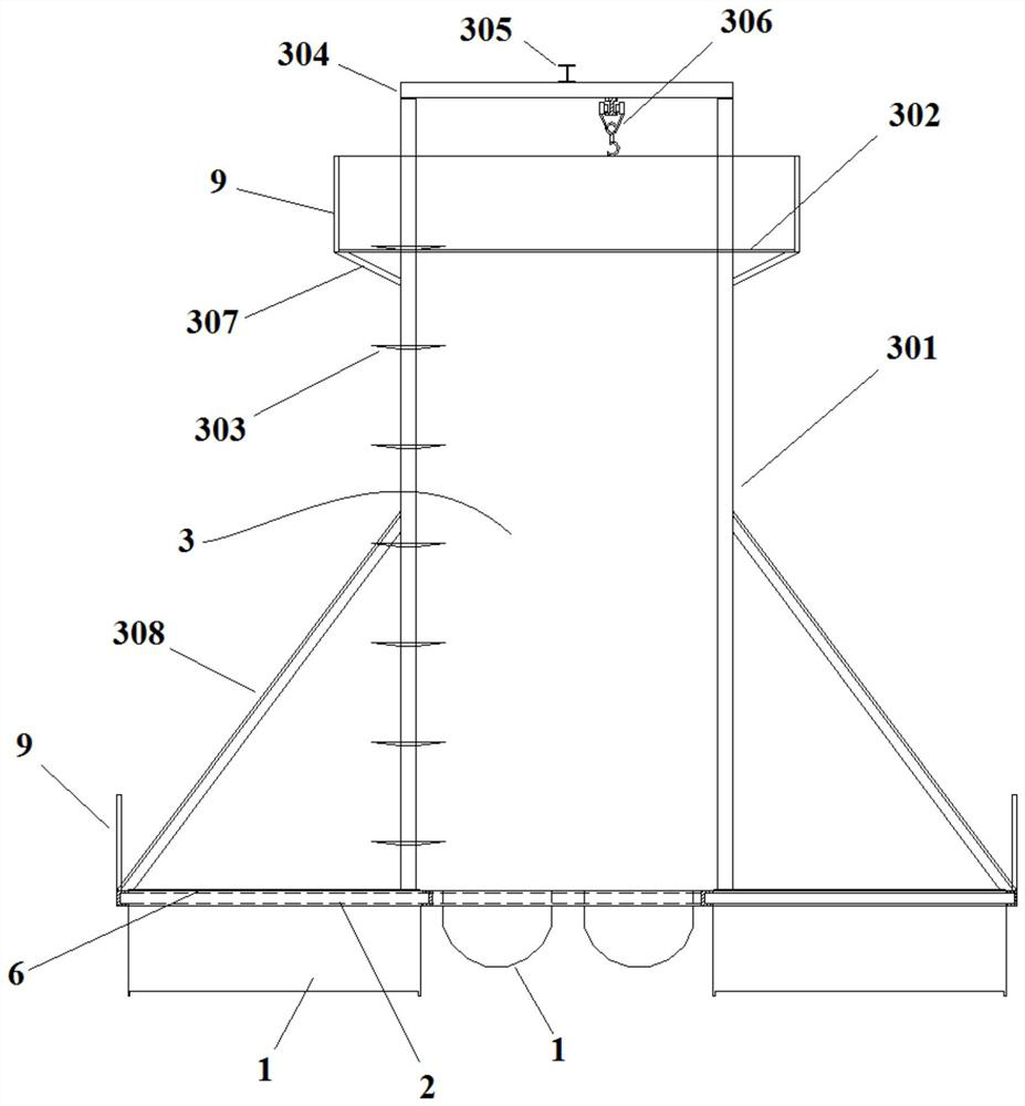 Special overwater mounting platform for construction of water lifting aerator