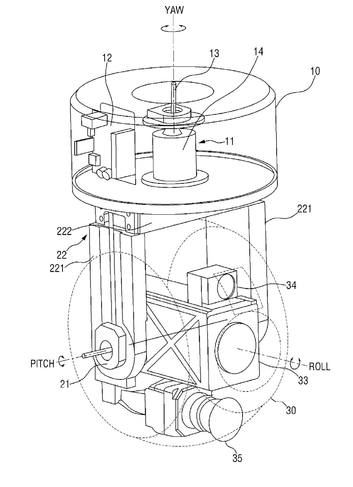 Dome-type three-axis gimbal