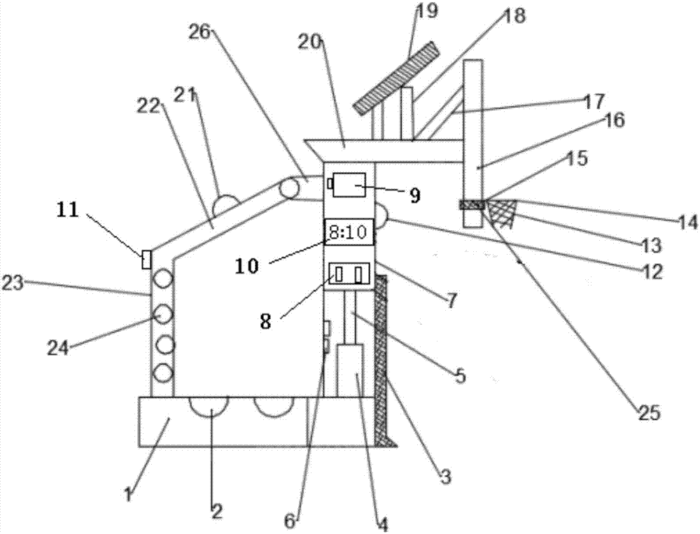 Basketball stand with functions of intelligent lighting and time control