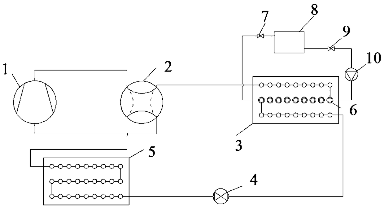 Electric vehicle heat pump air conditioner for defrosting by using heat storage device and defrosting method