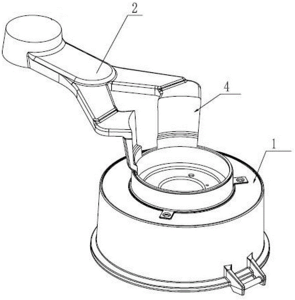 A mold structure in which the core of the lampshade is released first and the top is fed