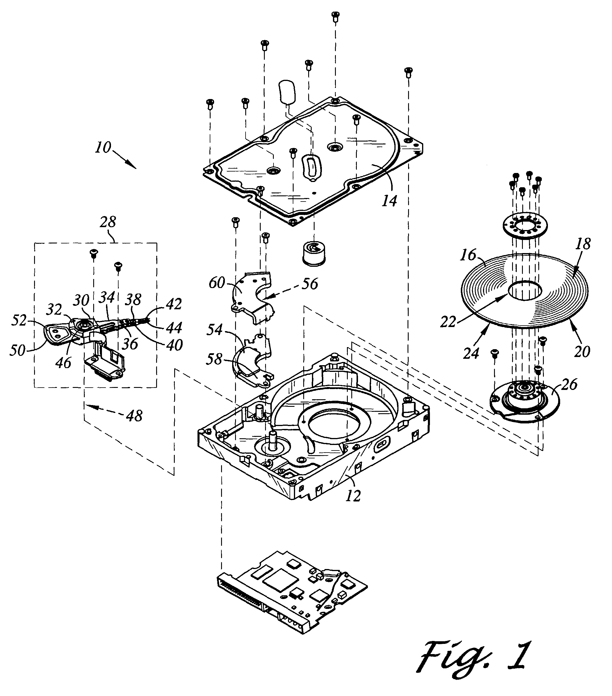 Disk drive housing member including an electrically insulative coating and metallic platings and method of manufacturing the same