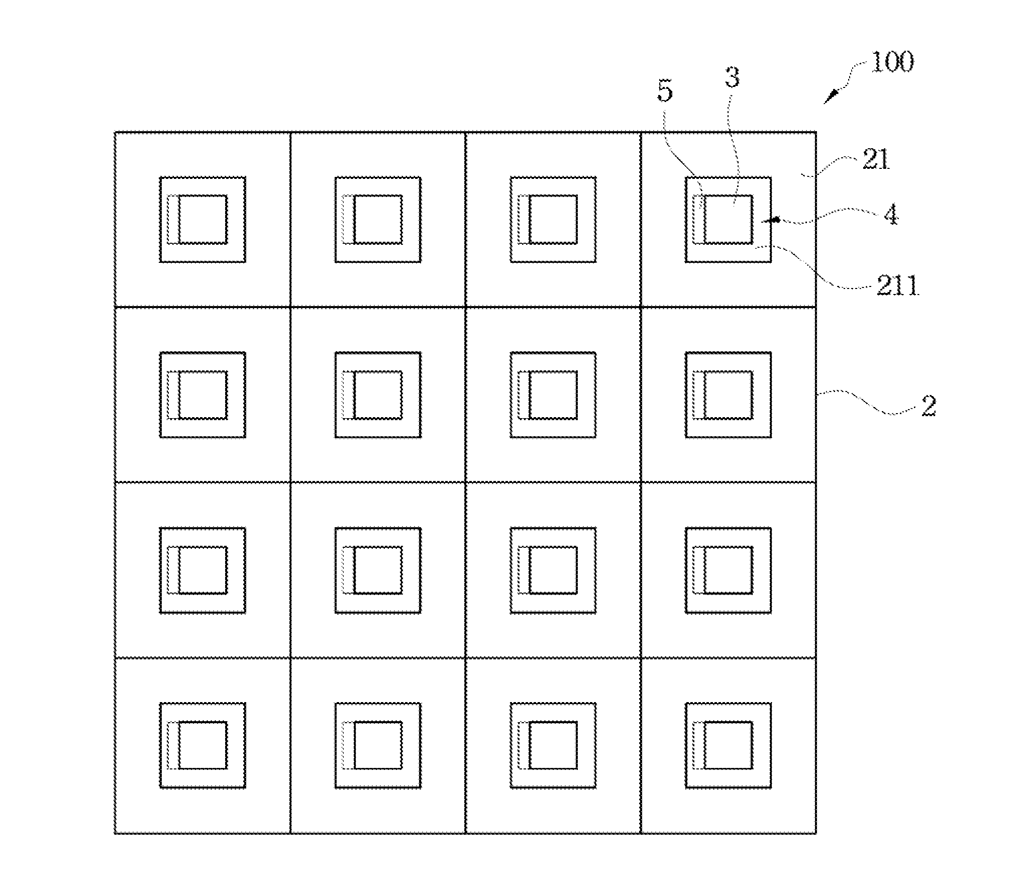 Distributed filtering and sensing structure and optical device containing the same