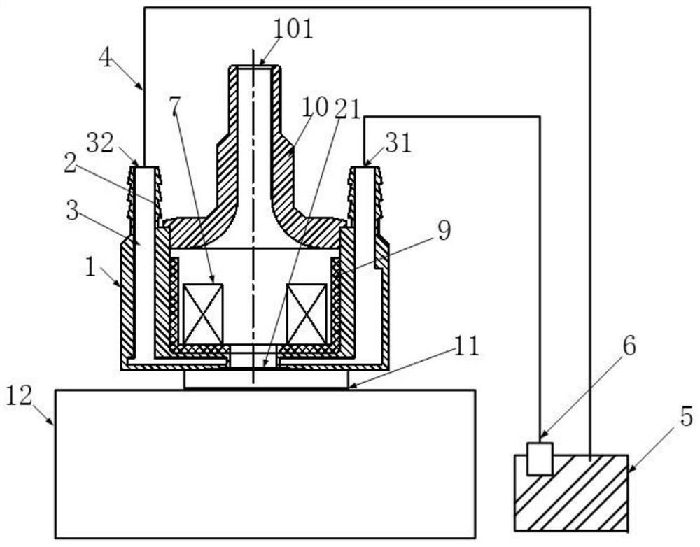 Ultrahigh-temperature-resistant electromagnetic ultrasonic transducer with double-coil structure