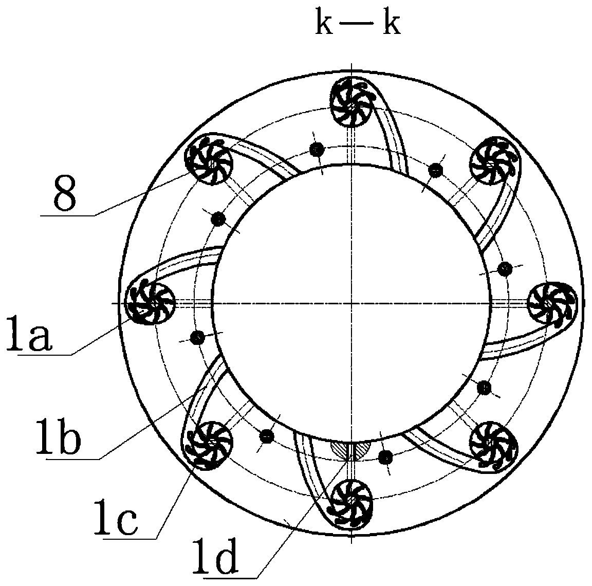 A slag secondary granulation rotor