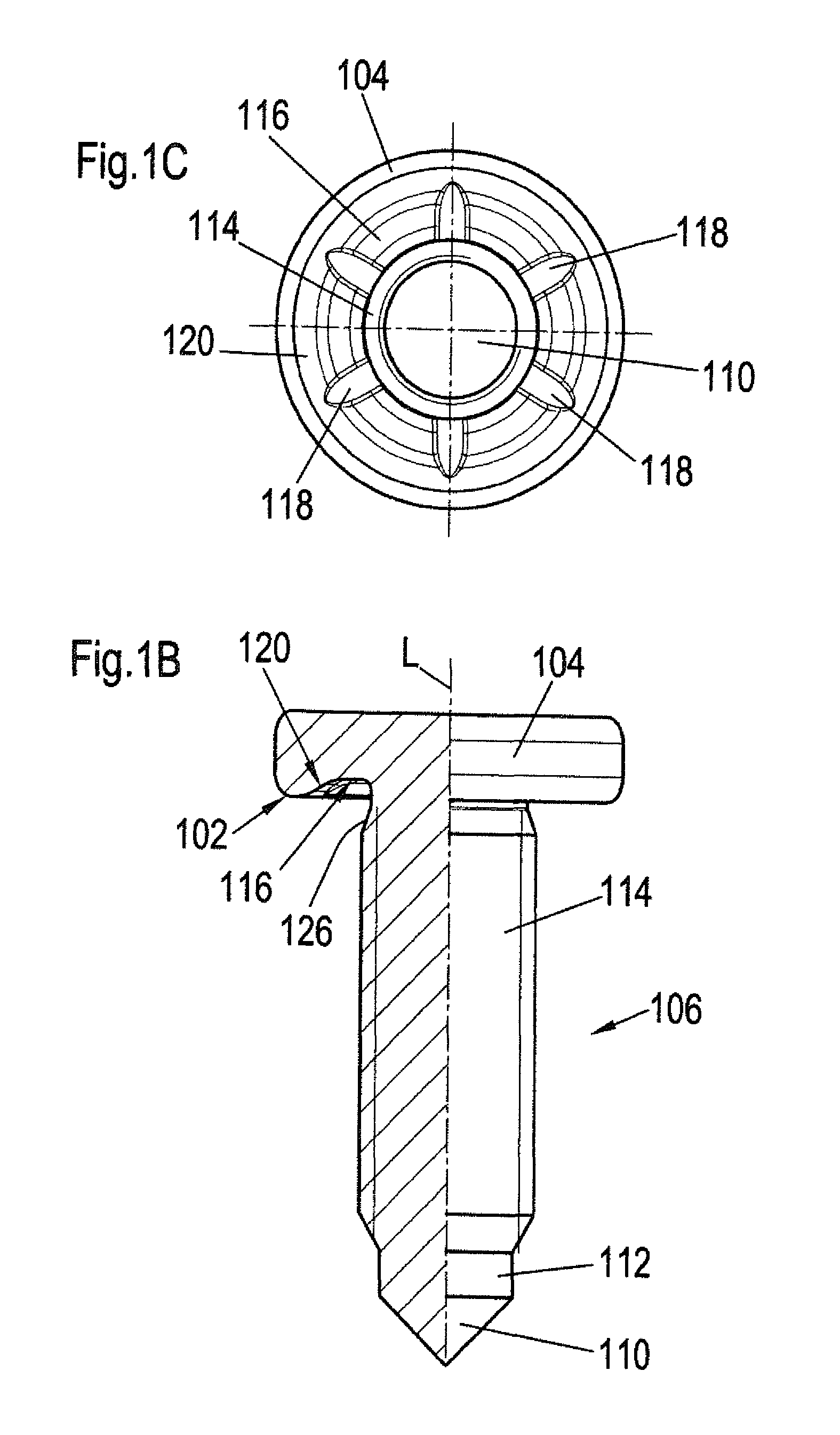 Bolt element and a method for the attachment of a bolt element to a component of a composite material