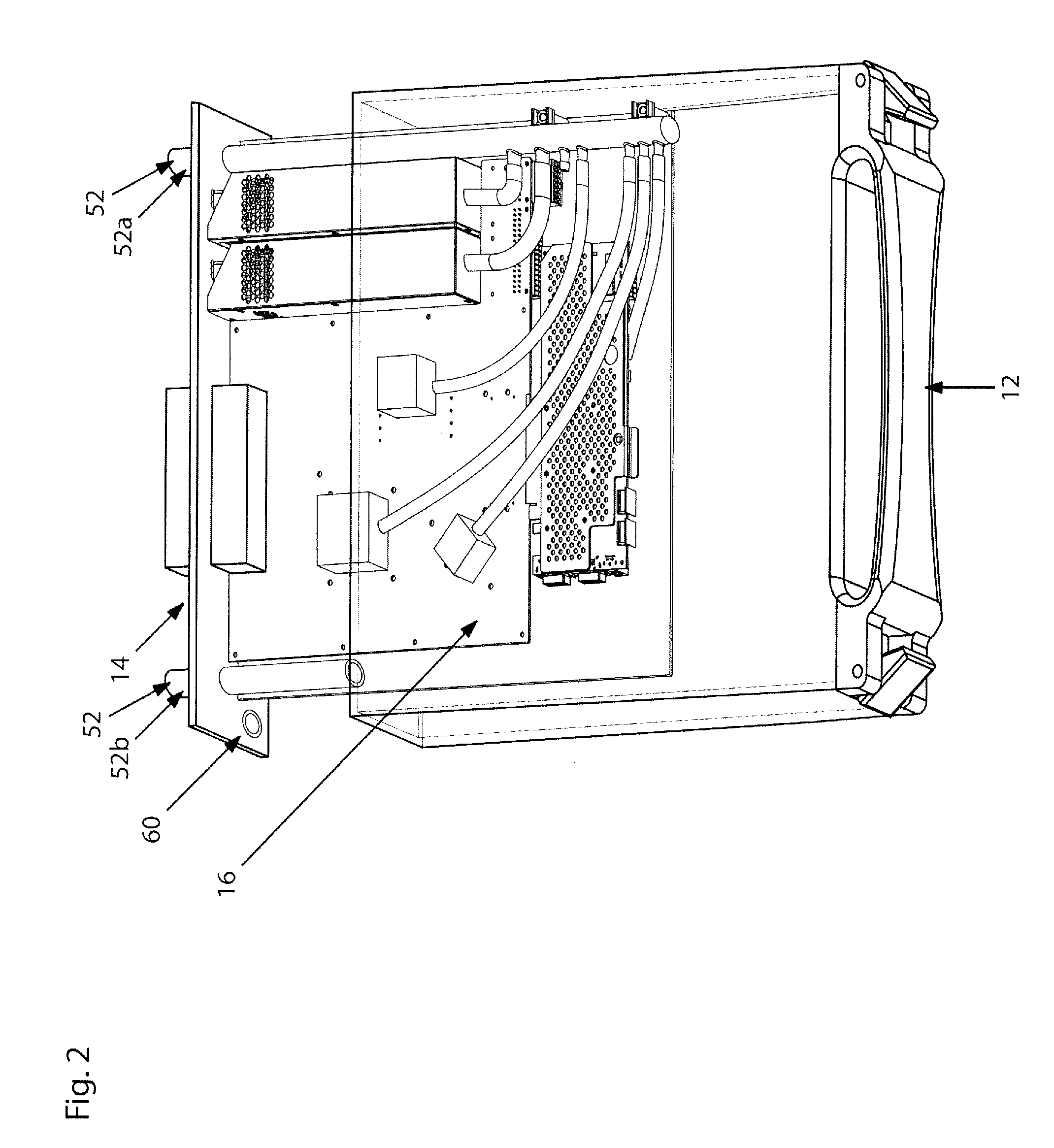 Case and rack system for liquid submersion cooling of electronic devices connected in an array