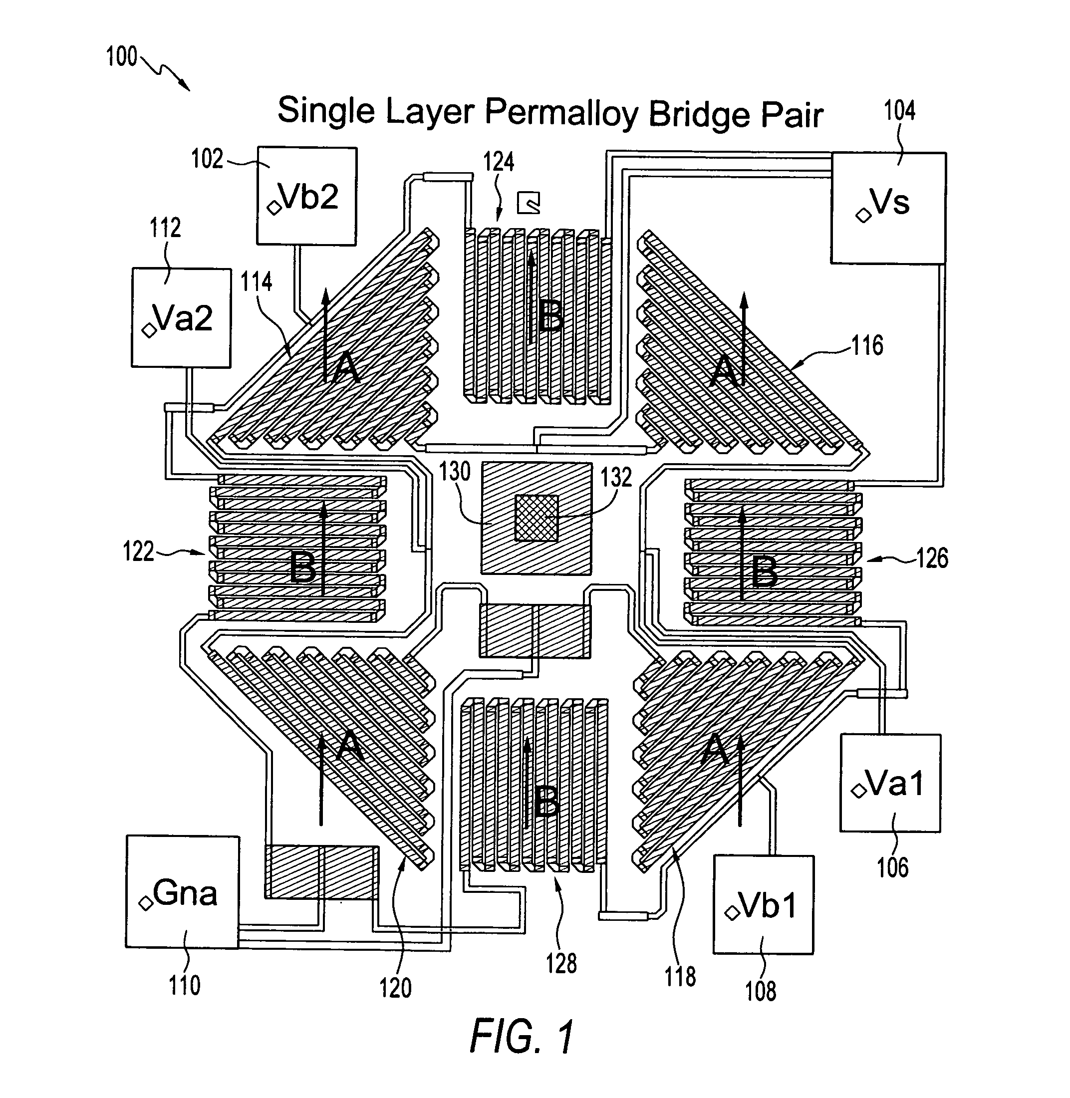 Permalloy bridge with selectable wafer-anistropy using multiple layers