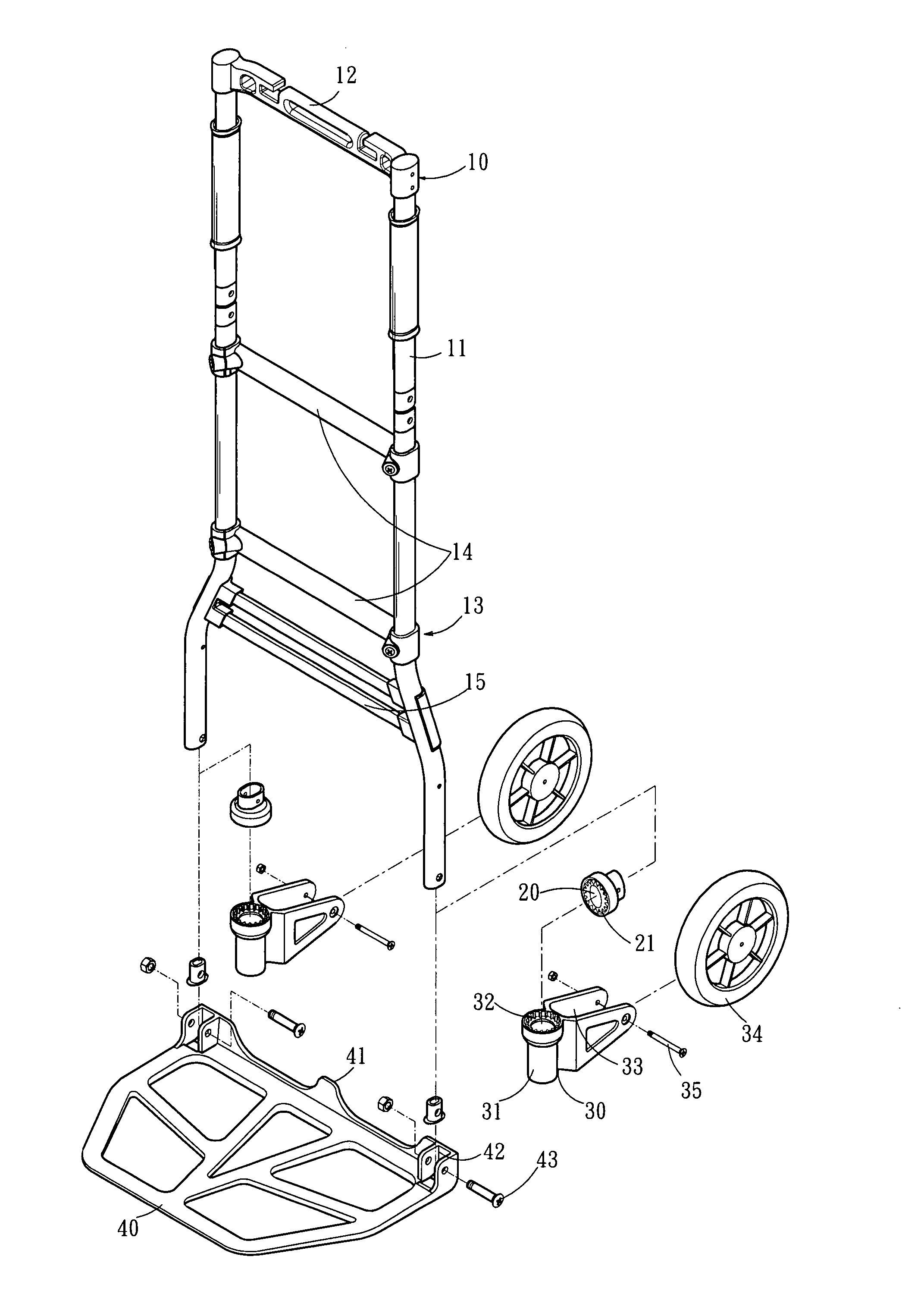 Foldable handcraft capable of being carried about on its wheels after being folded