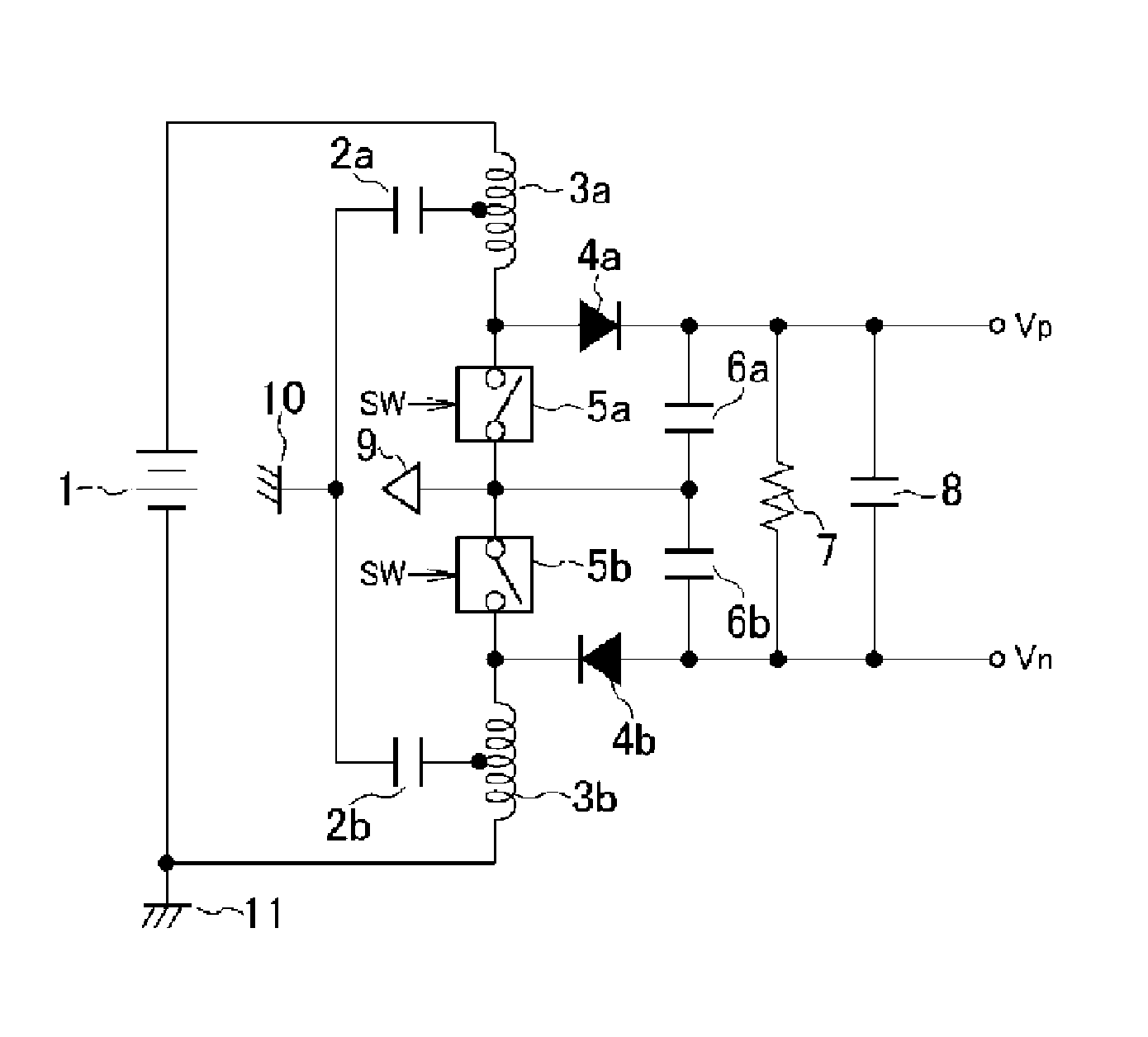 Switching power supply device for noise reduction