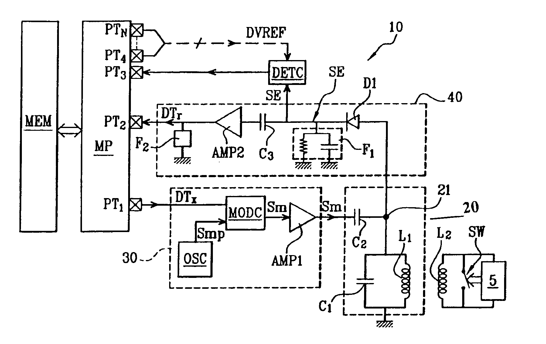 Non-contact integrated circuit reader comprising a low power consumption active standby mode