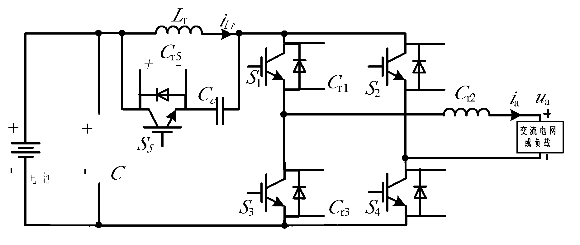 Low-additional-voltage zero-voltage switch energy storage bridge type inverter and modulation method