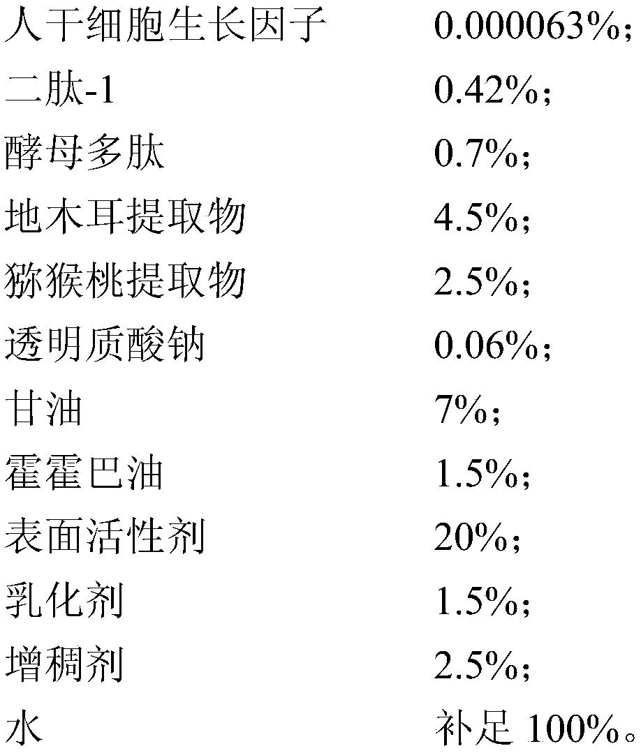 Moisturizing facial cleanser with stem cell growth factors and preparation method and application of moisturizing facial cleanser