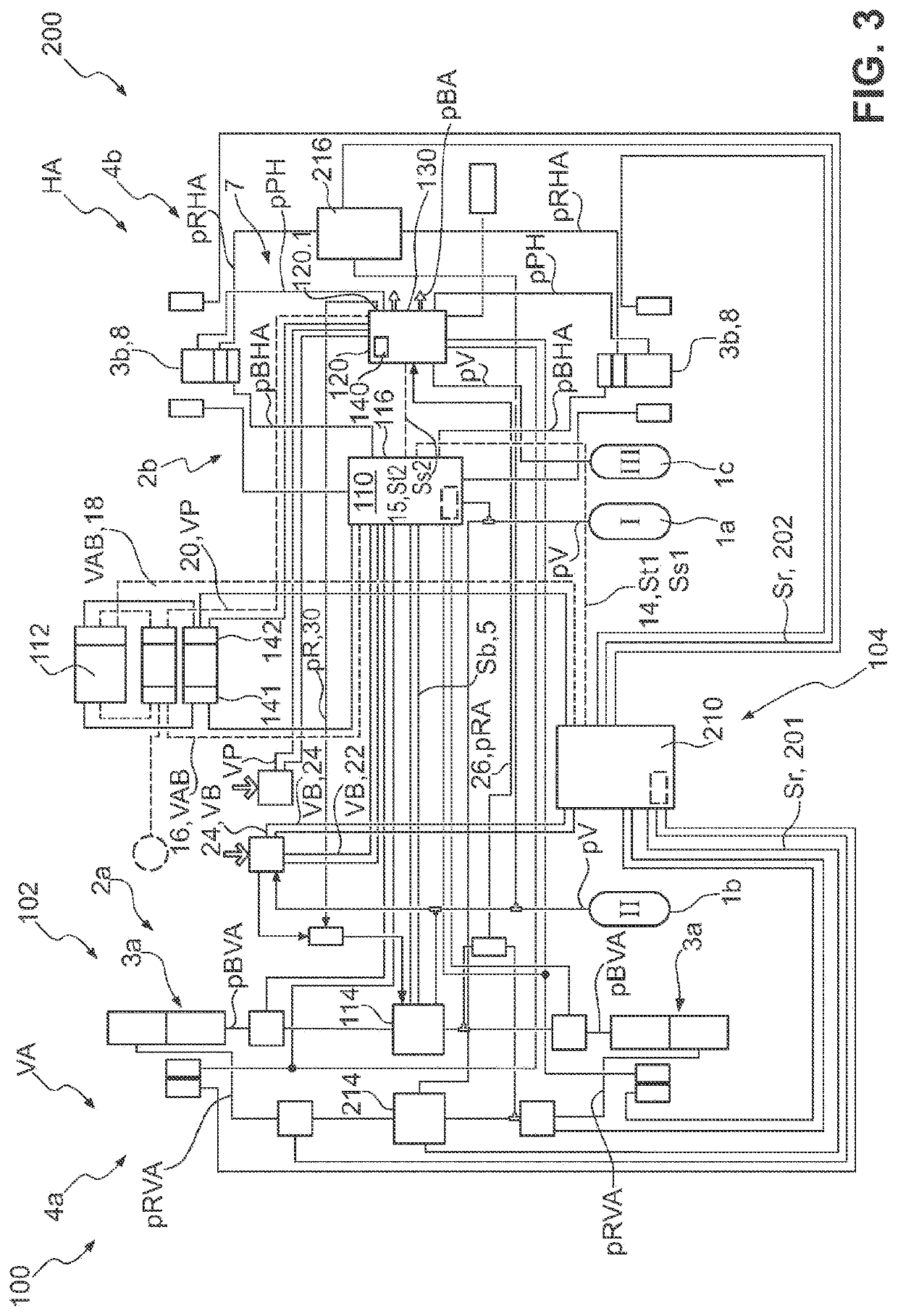 Electronically controllable braking system having two fall-back levels