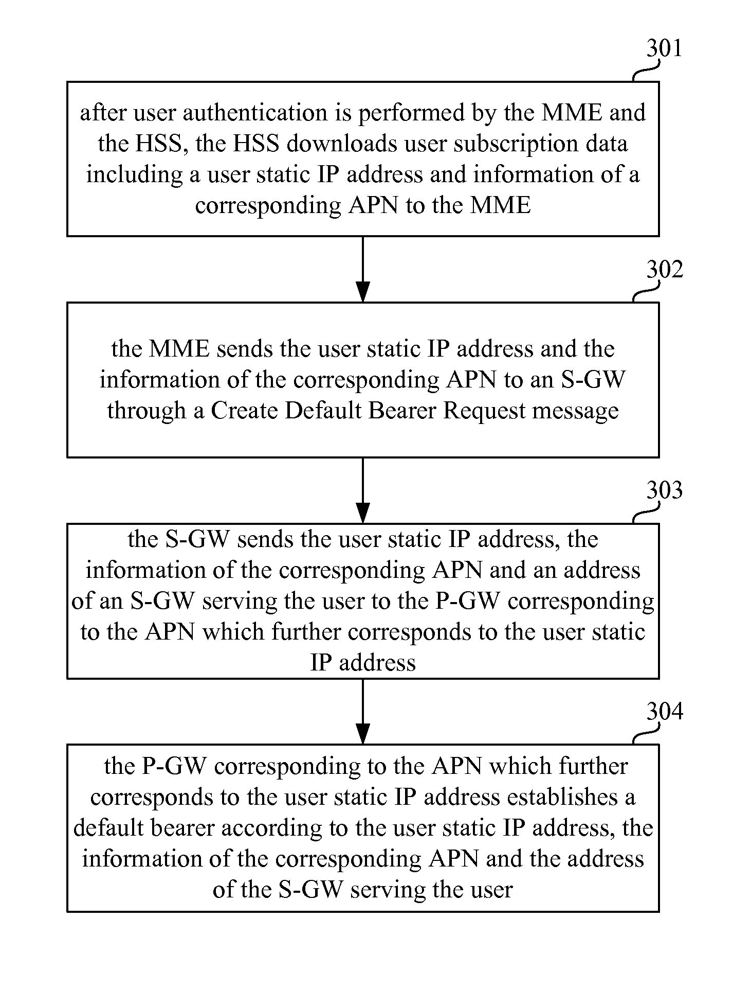 Method, system and apparatus for supporting addressing by user static IP address in LTE system